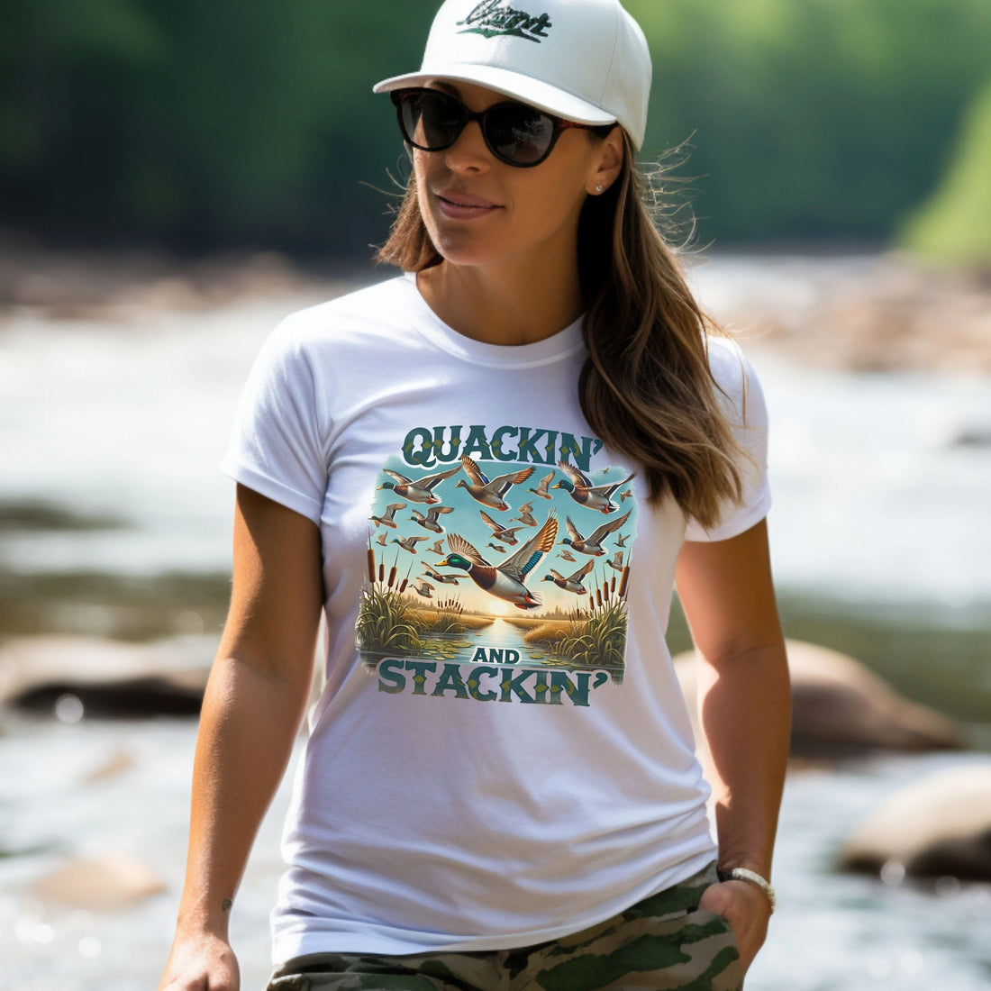 Funny Duck Hunting Shirt for Men – Quackin’ and Stackin’ Mallard Graphic Tee – Waterfowl Hunter Gift for Outdoorsman