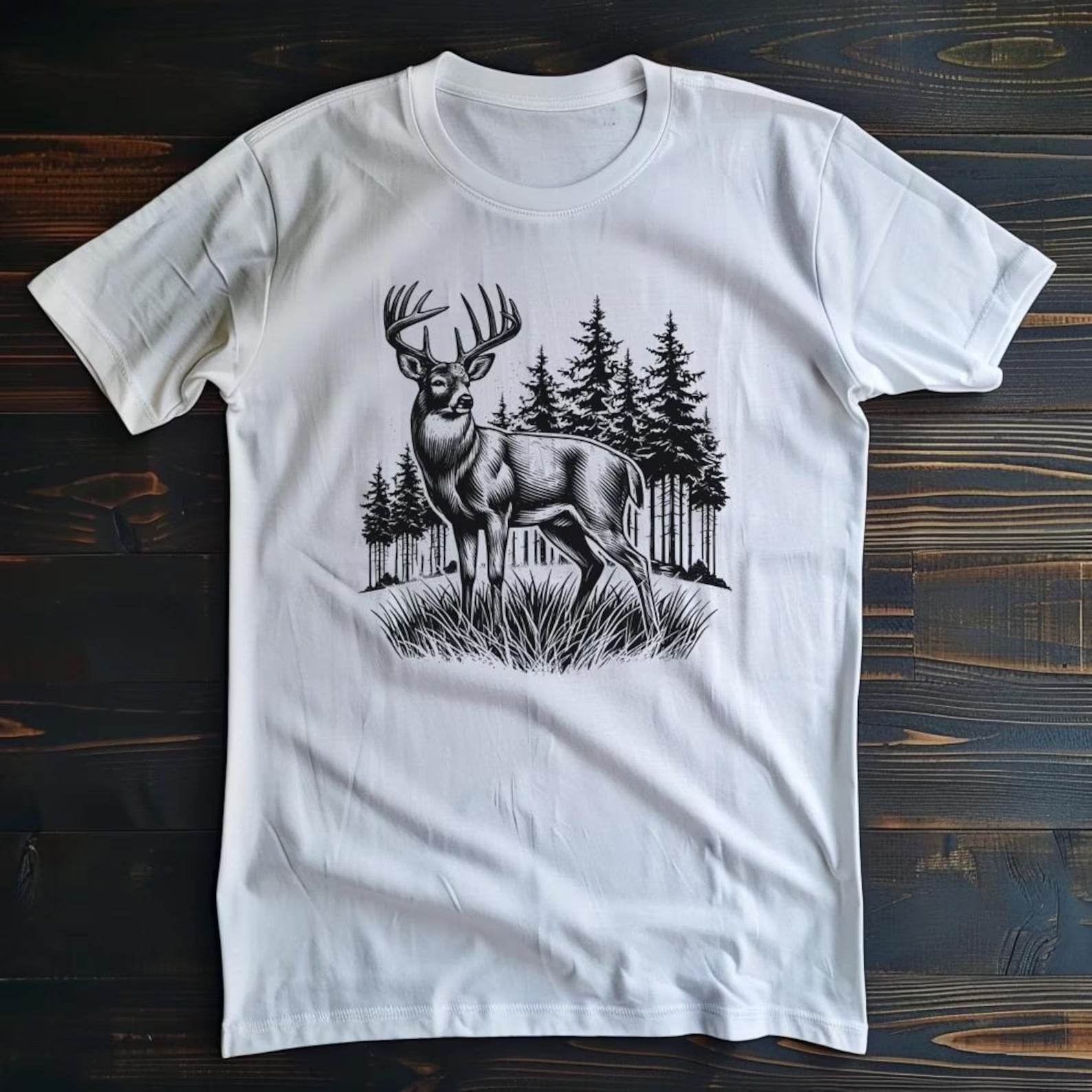 Big Buck Deer Hunting T-Shirt – Deer Hunter Tee for Men – Retro Wilderness Graphic T-Shirt for Outdoorsman Gift