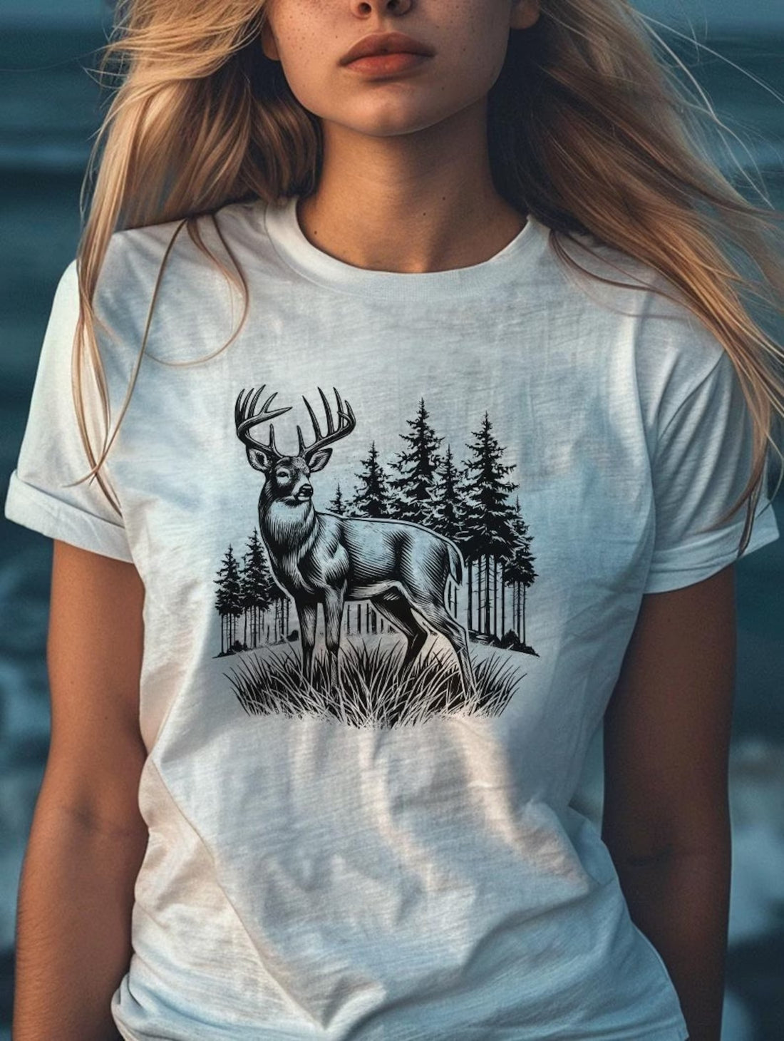 Big Buck Deer Hunting T-Shirt – Deer Hunter Tee for Men – Retro Wilderness Graphic T-Shirt for Outdoorsman Gift