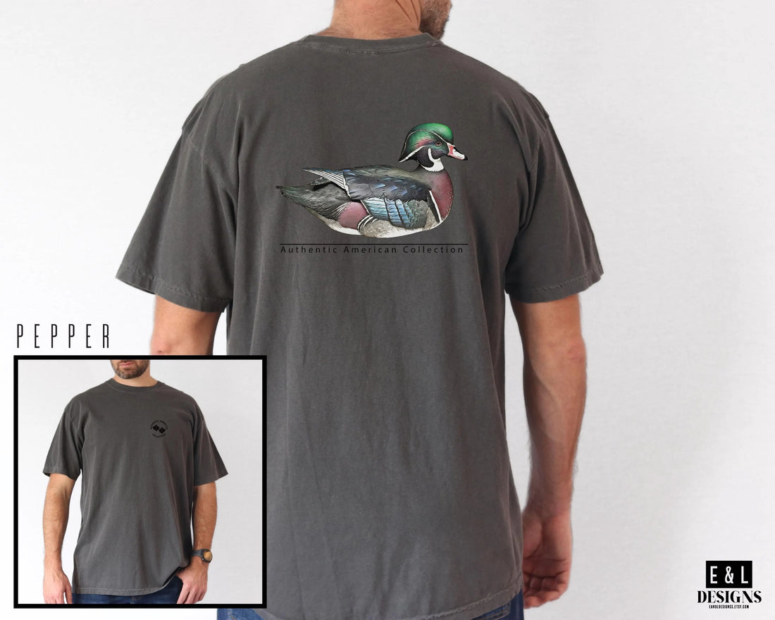 Duck Hunting Shirt for Men - Wood Duck Waterfowl Tee from Authentic American Collection - Gift for Outdoorsmen & Hunters