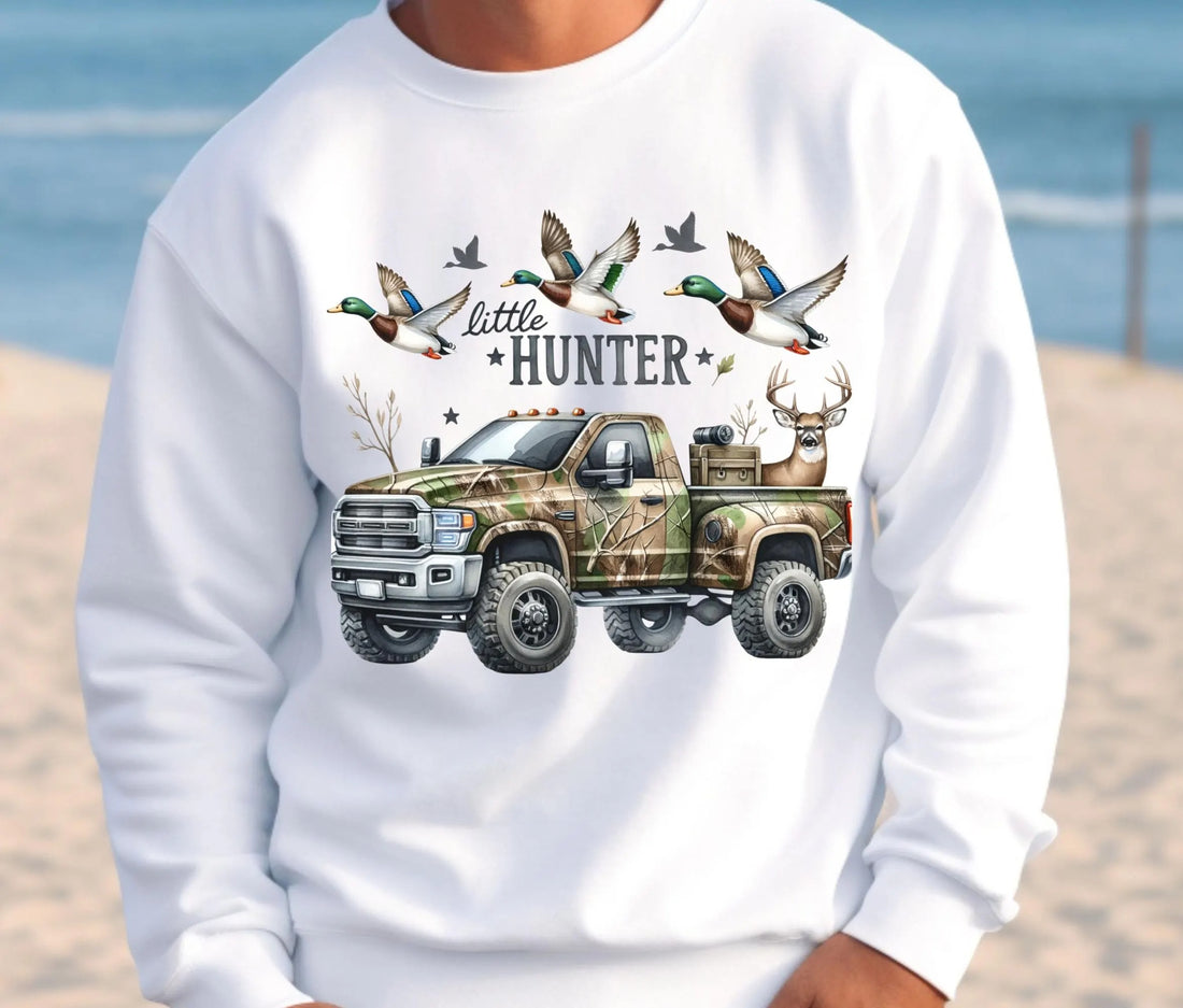 Little Hunter Shirt - Camo Truck Duck Deer T-Shirt - Hunting Season Gift for Men