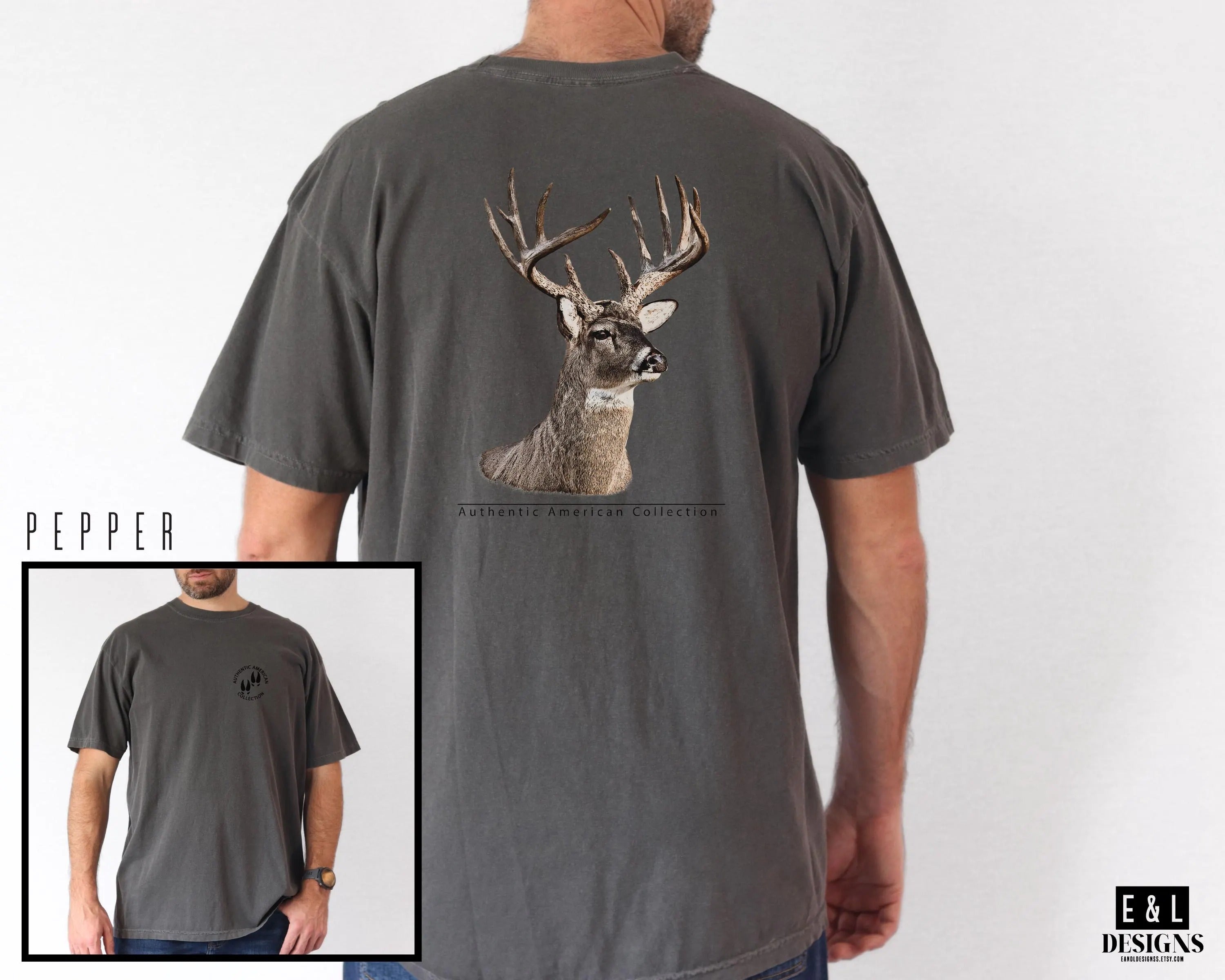 Whitetail Deer Buck Hunting Shirt for Men - American Collection Graphic Tee - Gift for Hunters & Nature Lovers