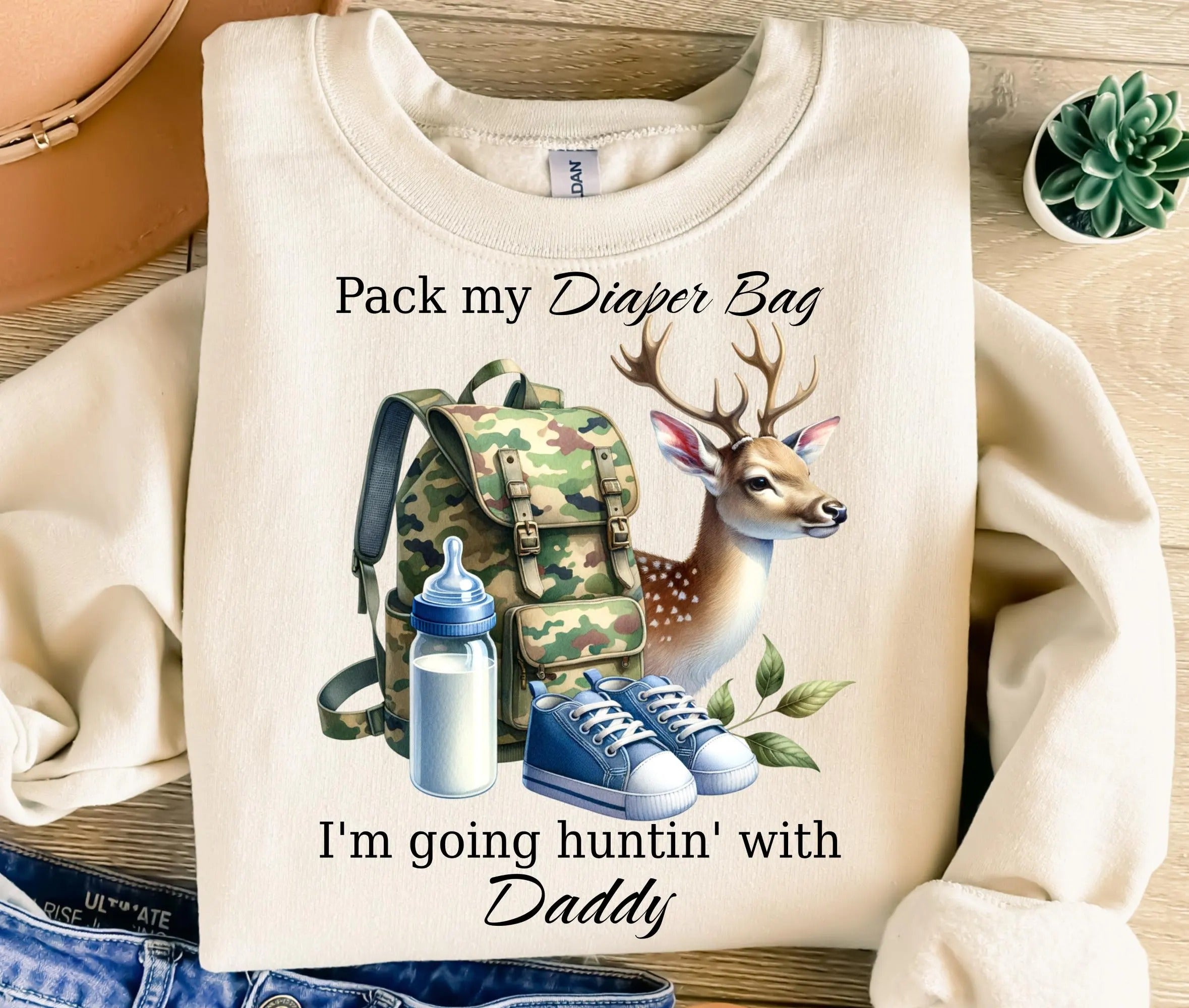 Pack My Diaper Bag I'm Going Hunting With Daddy - Cute Camo Deer Gift for Dad