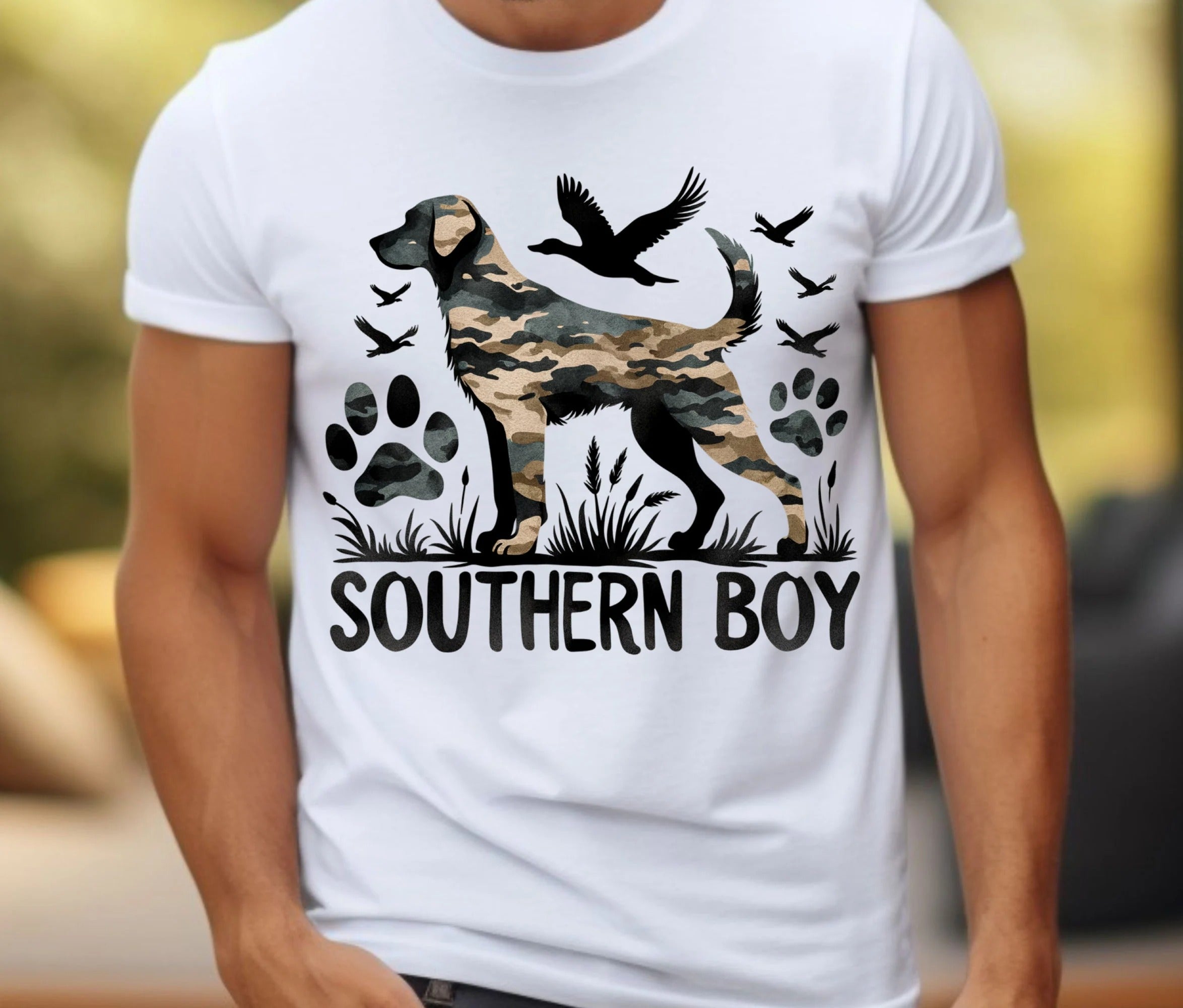Southern Boy Hunting Dog Shirt Camo Lab Retriever Duck Hunter Tee Gift for Boys Men Who Hunt