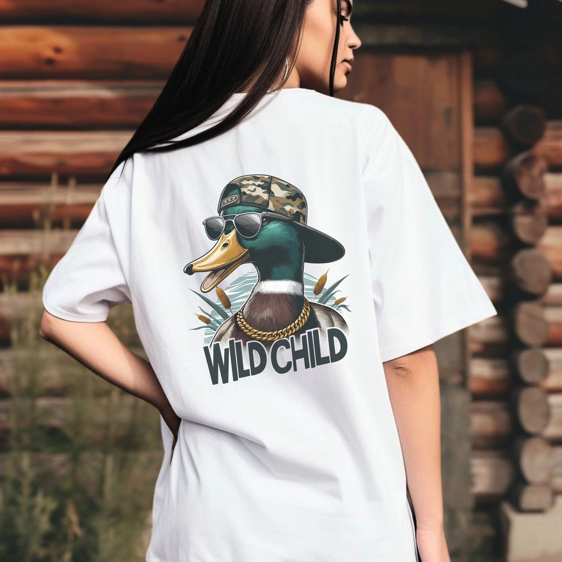 Funny Duck Hunting Shirt for Men – Mallard Wild Child Camo Hat Cool Duck Tee – Hunter Gift Idea for Him