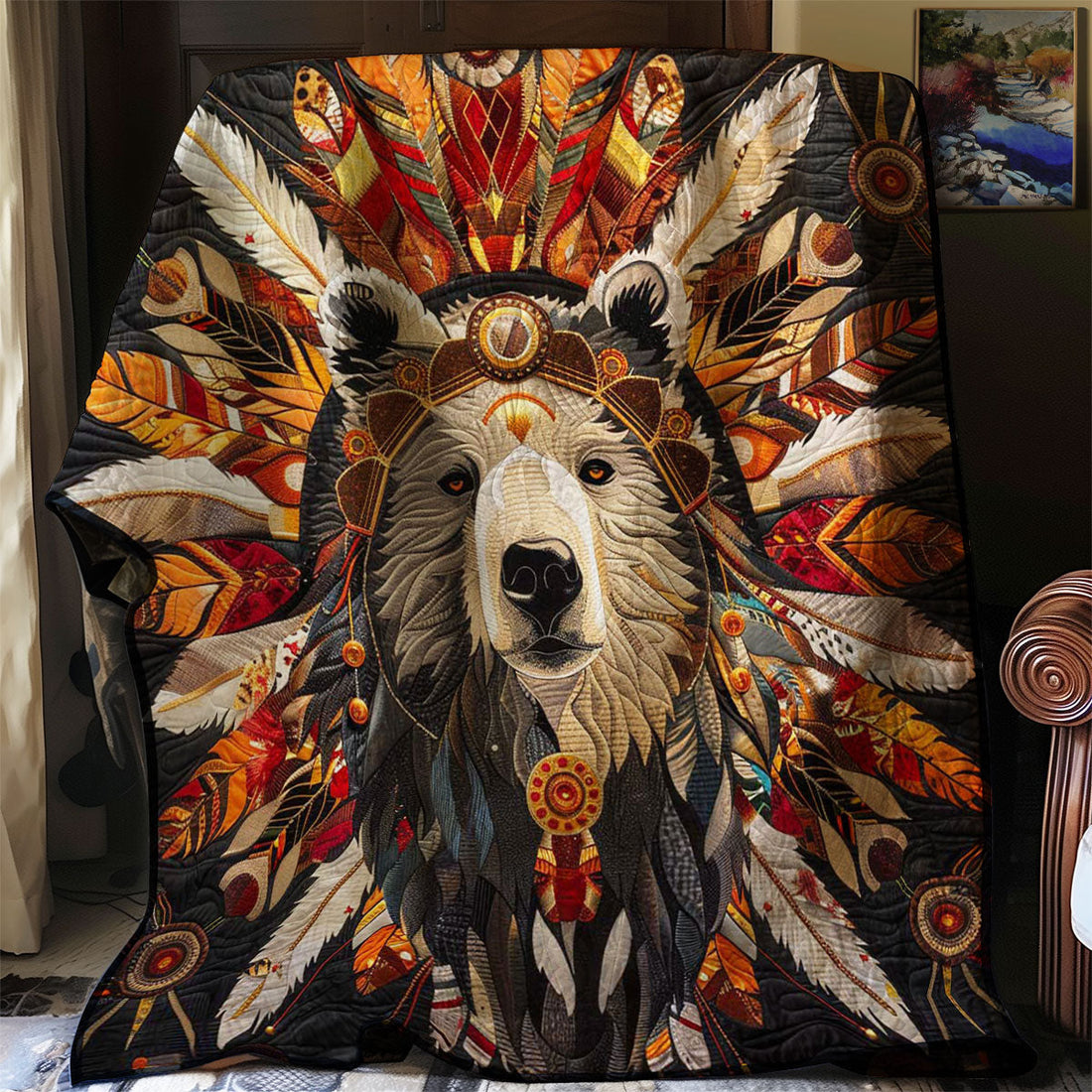 Bear Native American Gentle Dreams Quilt Blanket