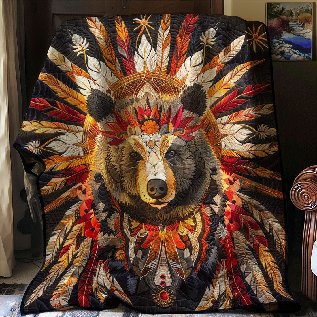 Bear Native American Timeless Comfort Quilt Blanket