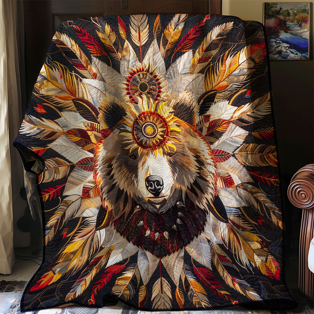 Bear Native American Soft Serenity Quilt Blanket