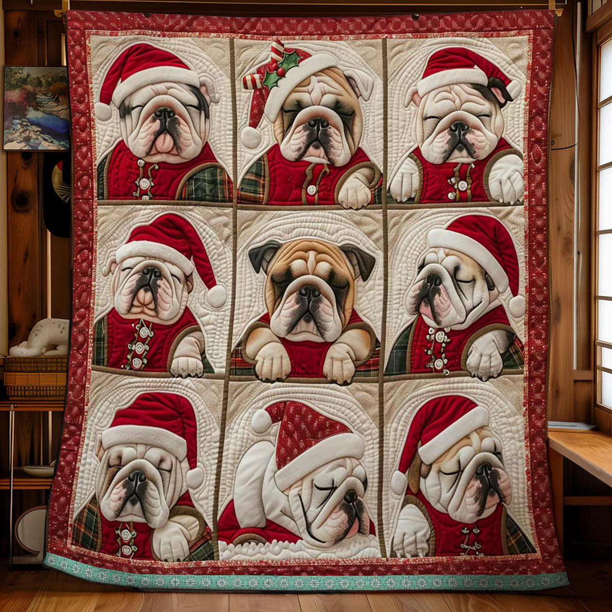 Christmas French Bulldogs Cute Quilt Blanket