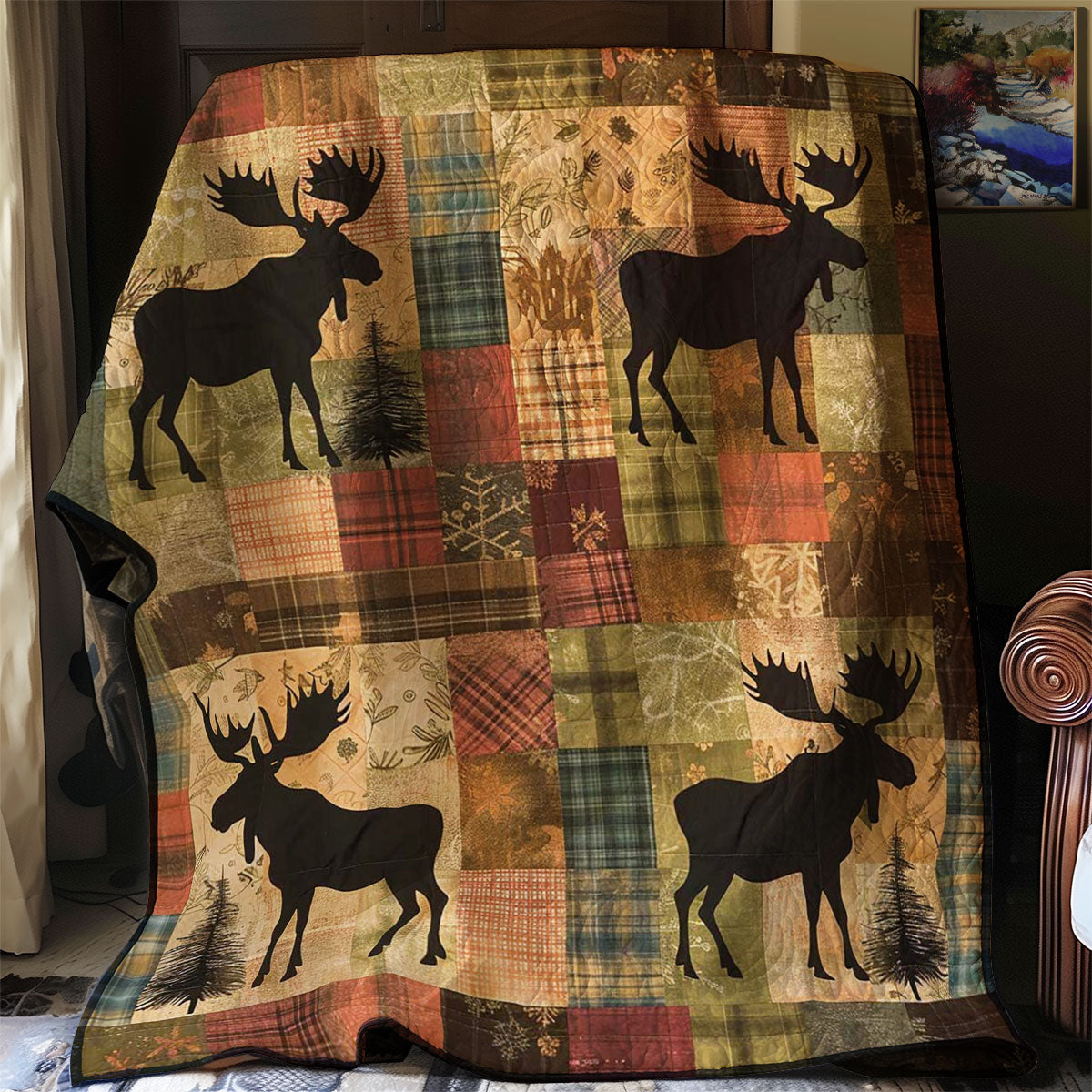 Moose Silhouettes Quiet Moments Quilt Blanket