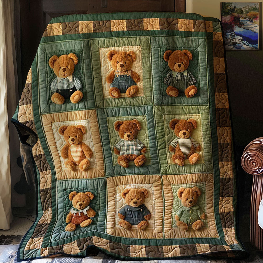 Teddy Bear Cozy Retreat Quilt Blanket