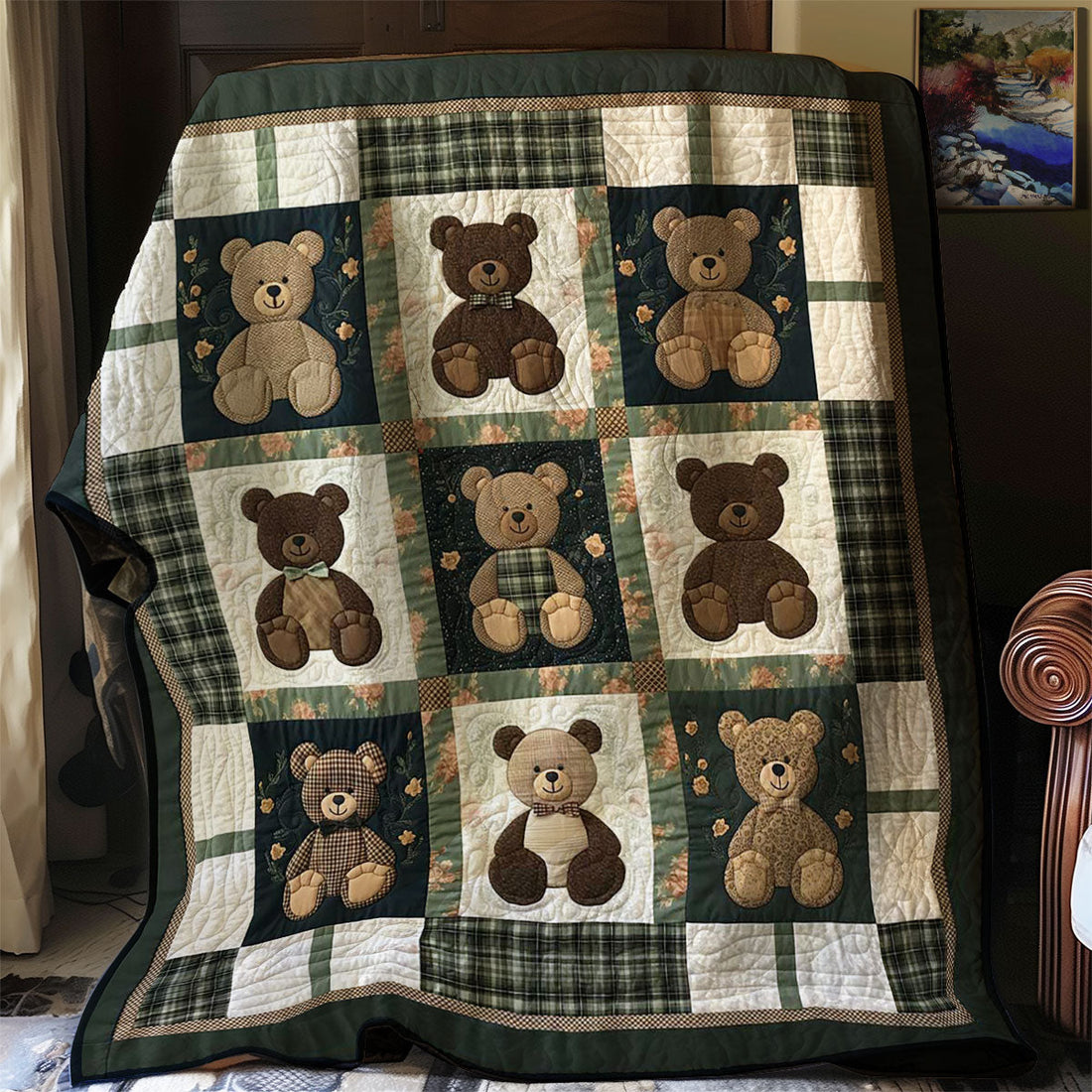 Teddy Bear Peaceful Trails Quilt Blanket