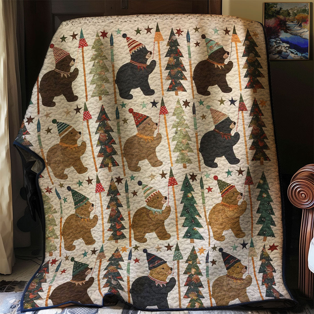 Winter Bear Woodland Comfort Quilt Blanket