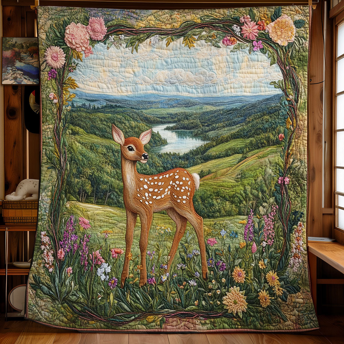 Fawn’s Golden Haven Quilt Blanket