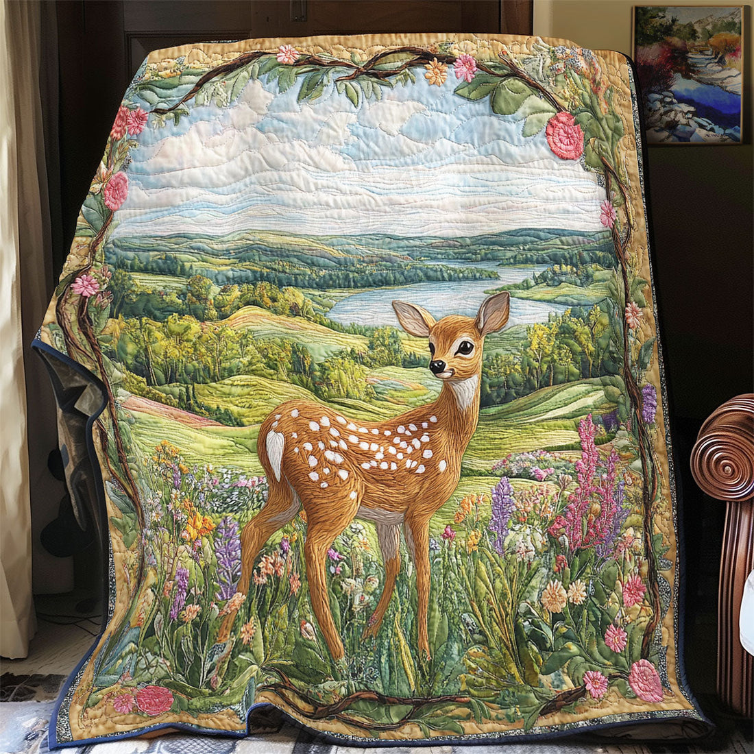Fawn’s Golden Haven Quiet Moments Quilt Blanket