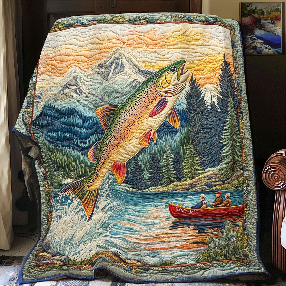 Fishing Time Cozy Retreat Quilt Blanket