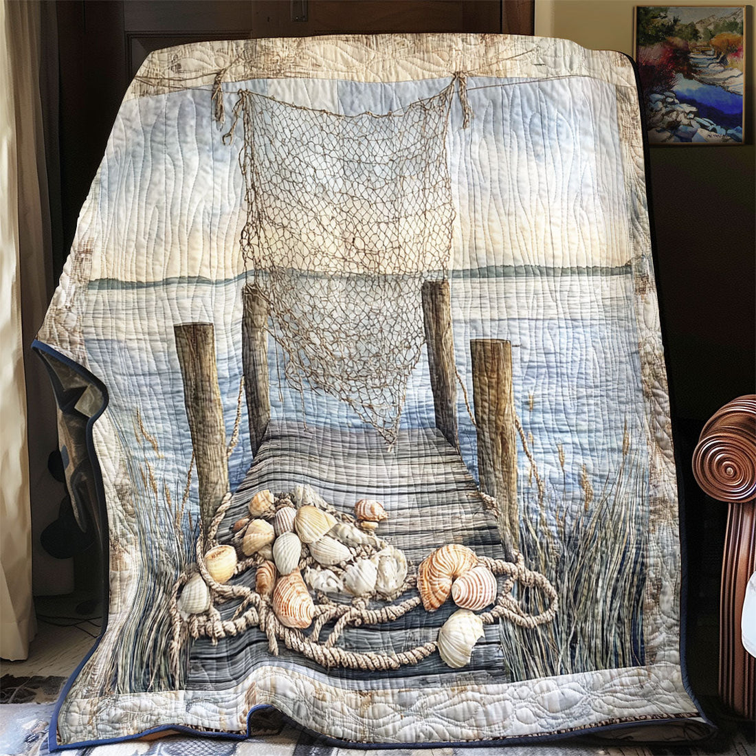 Gone Fishing Rustic Charm Quilt Blanket