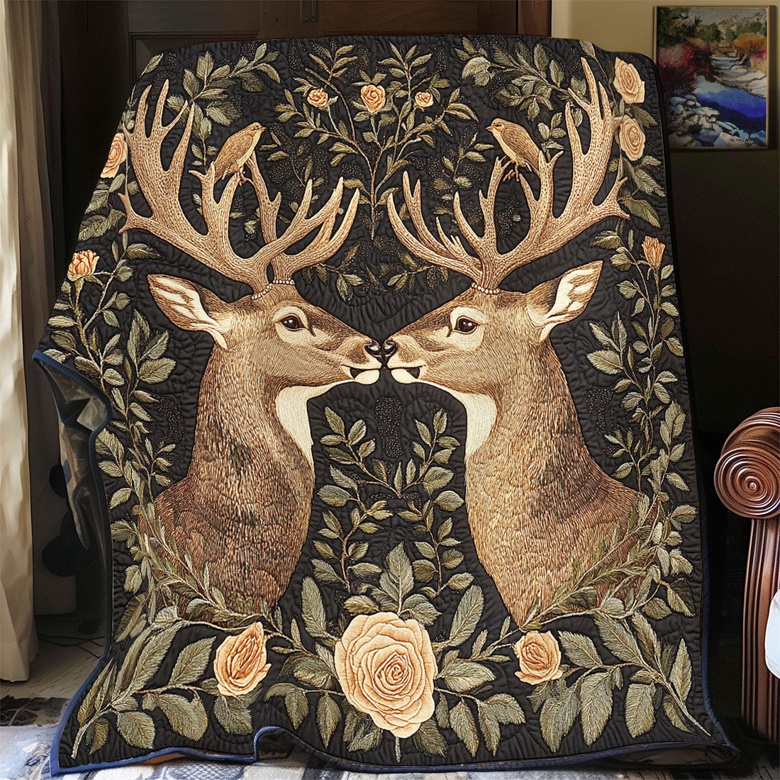 Reindeer Wild Touch Woodland Retreat Quilt Blanket