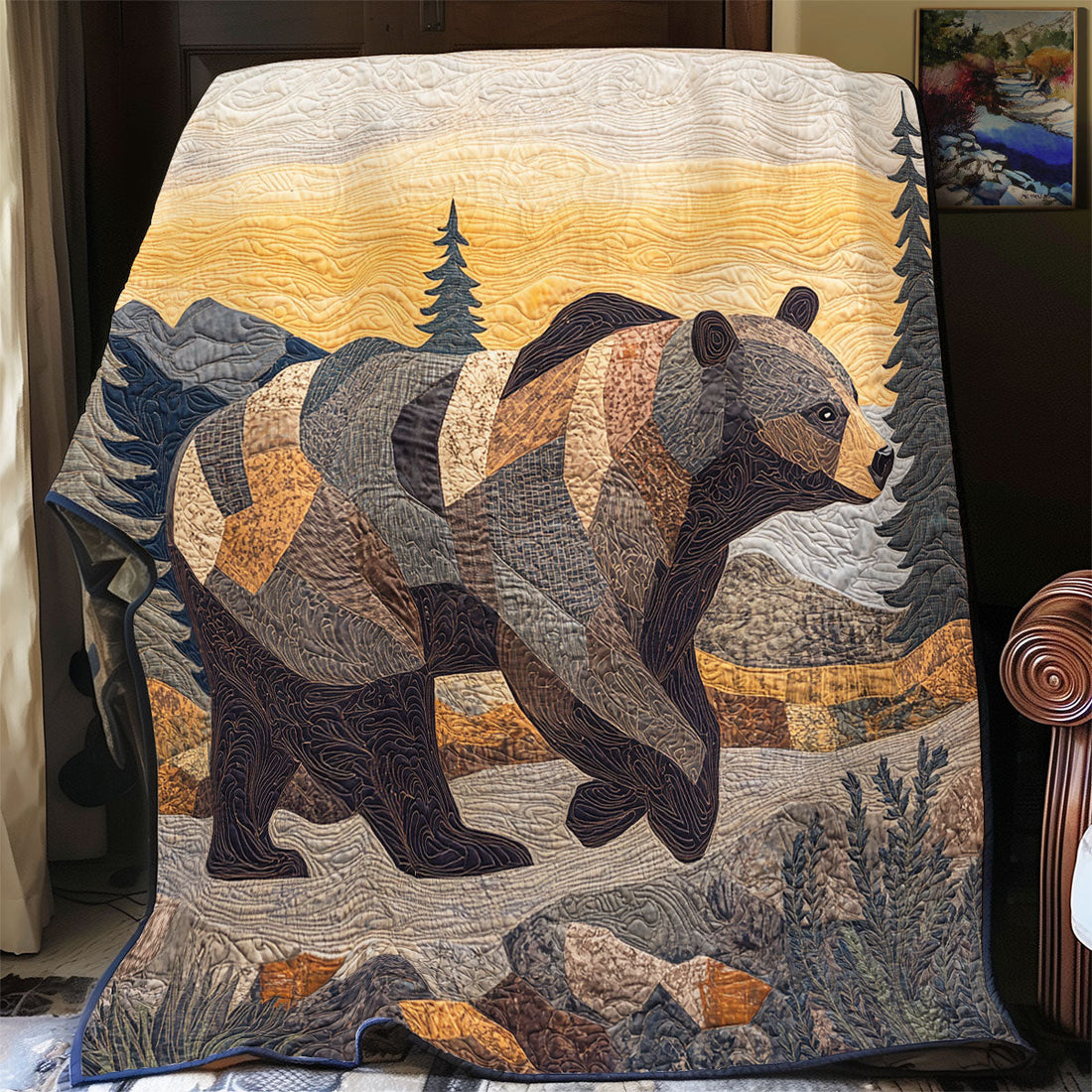 Rustic Bear Quiet Moments Quilt Blanket