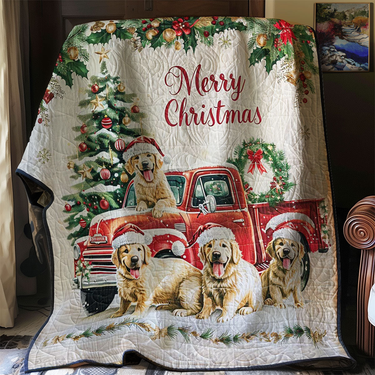 Christmas Dog Jolly Season Quilt Blanket