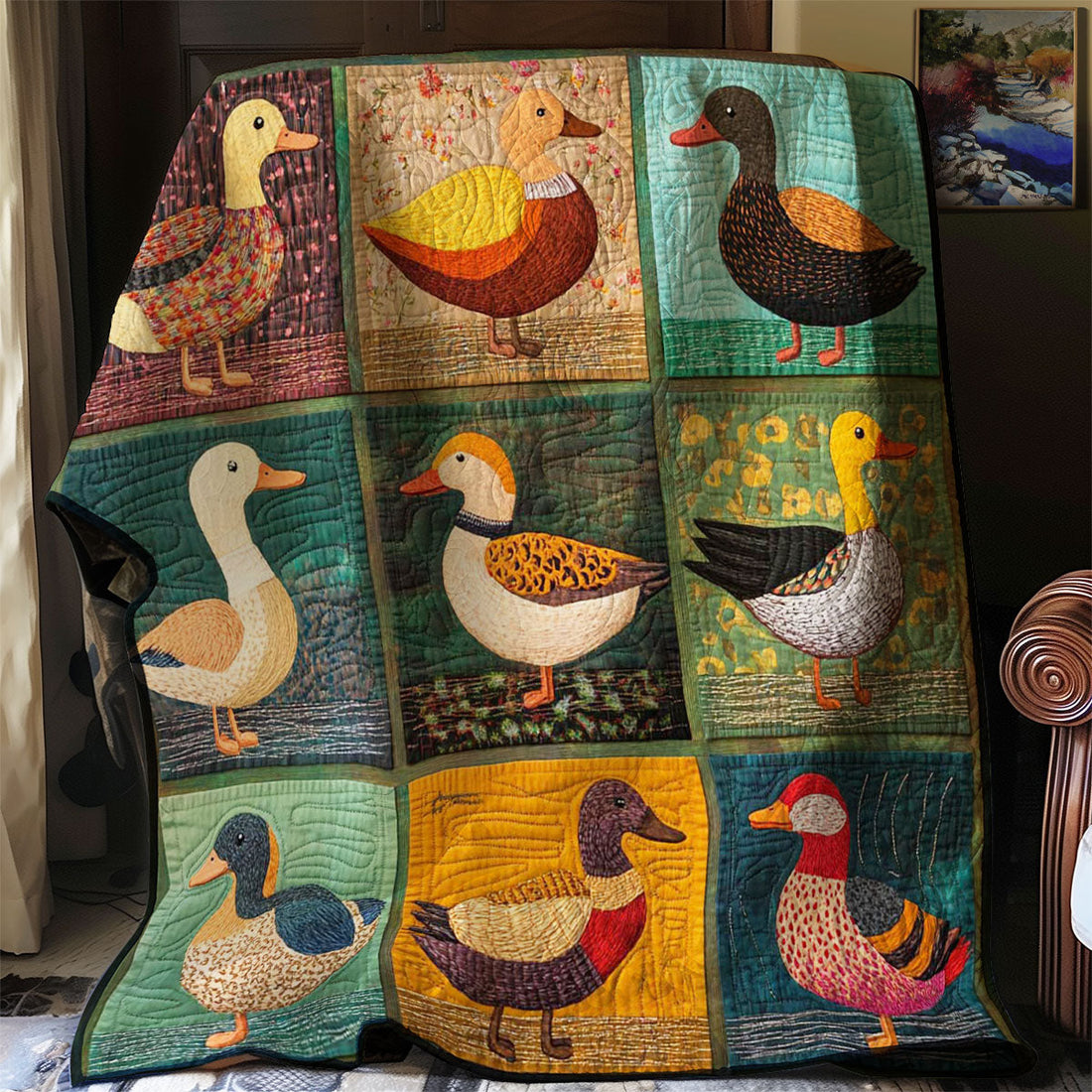Duck Rustic Charm Quilt Blanket