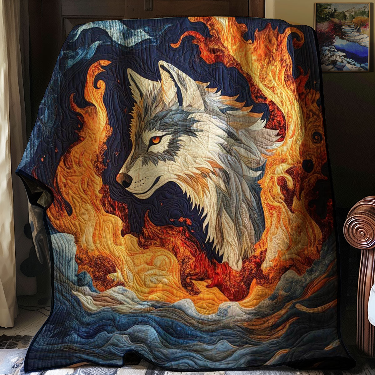 Majestic Wolf Tranquil Forest Quilt Blanket