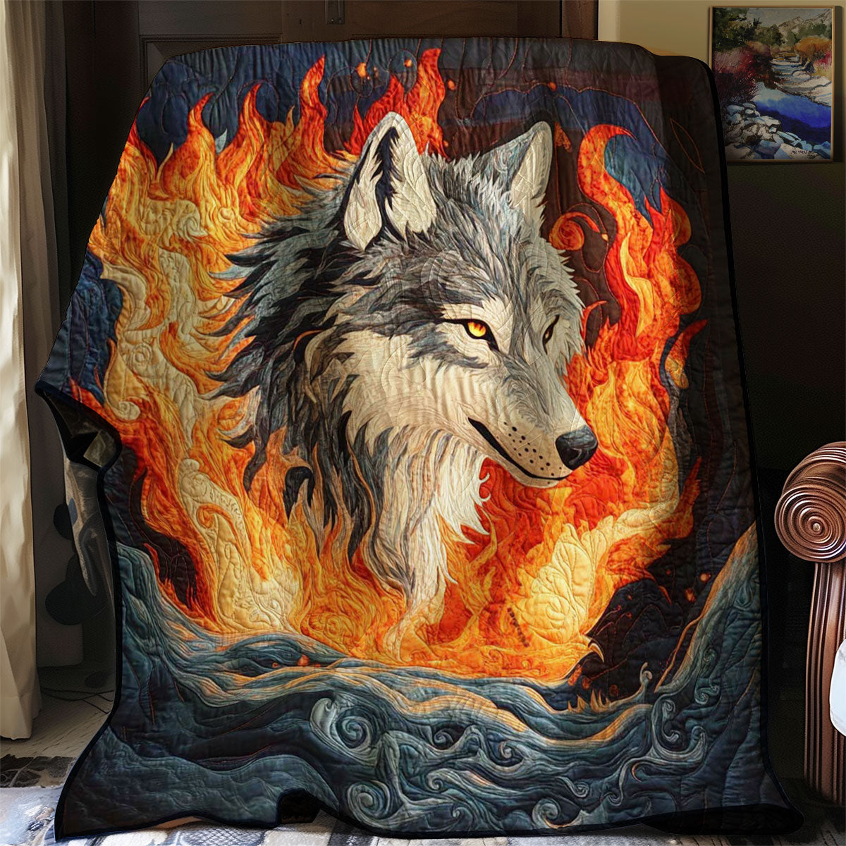 Majestic Wolf Stillwater Retreat Quilt Blanket