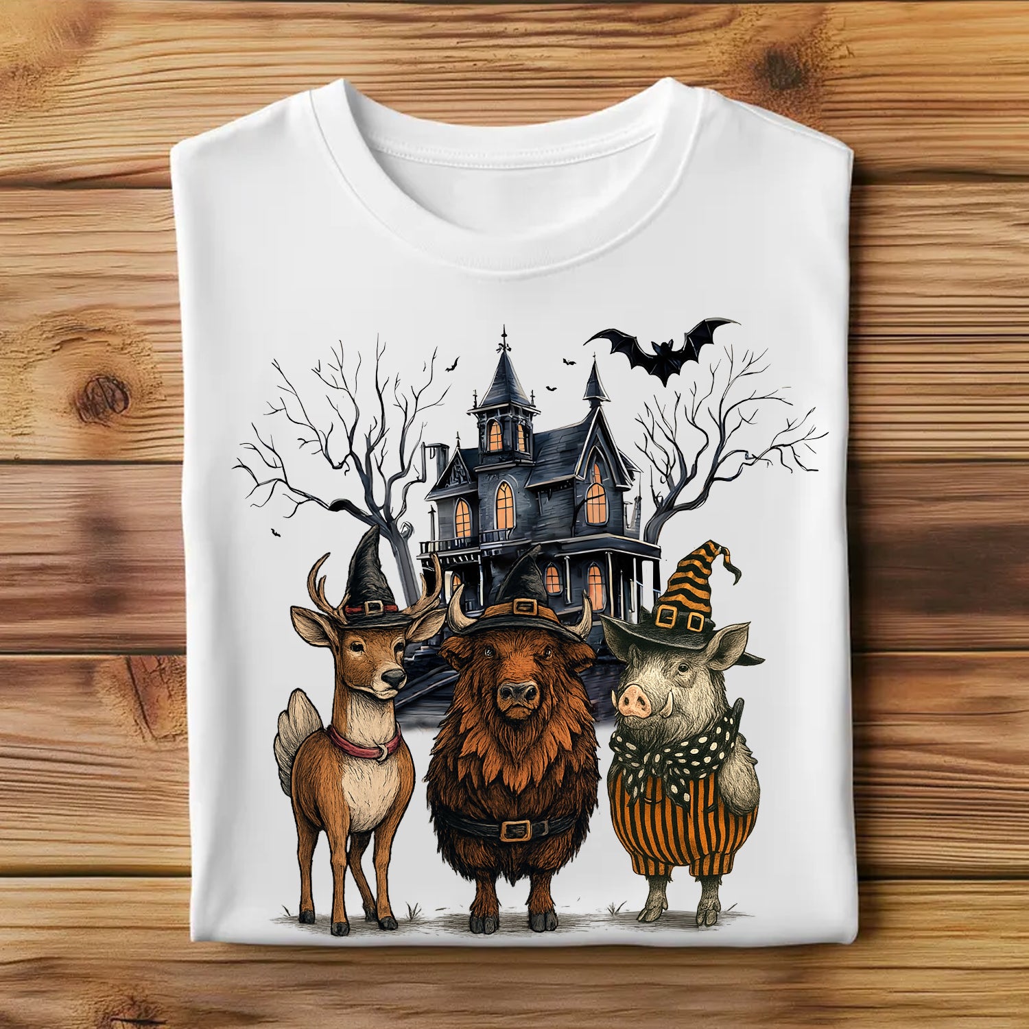 Funny Halloween Farm Animal T-Shirt - Halloween Deer, Cow, Pig Graphic Tee