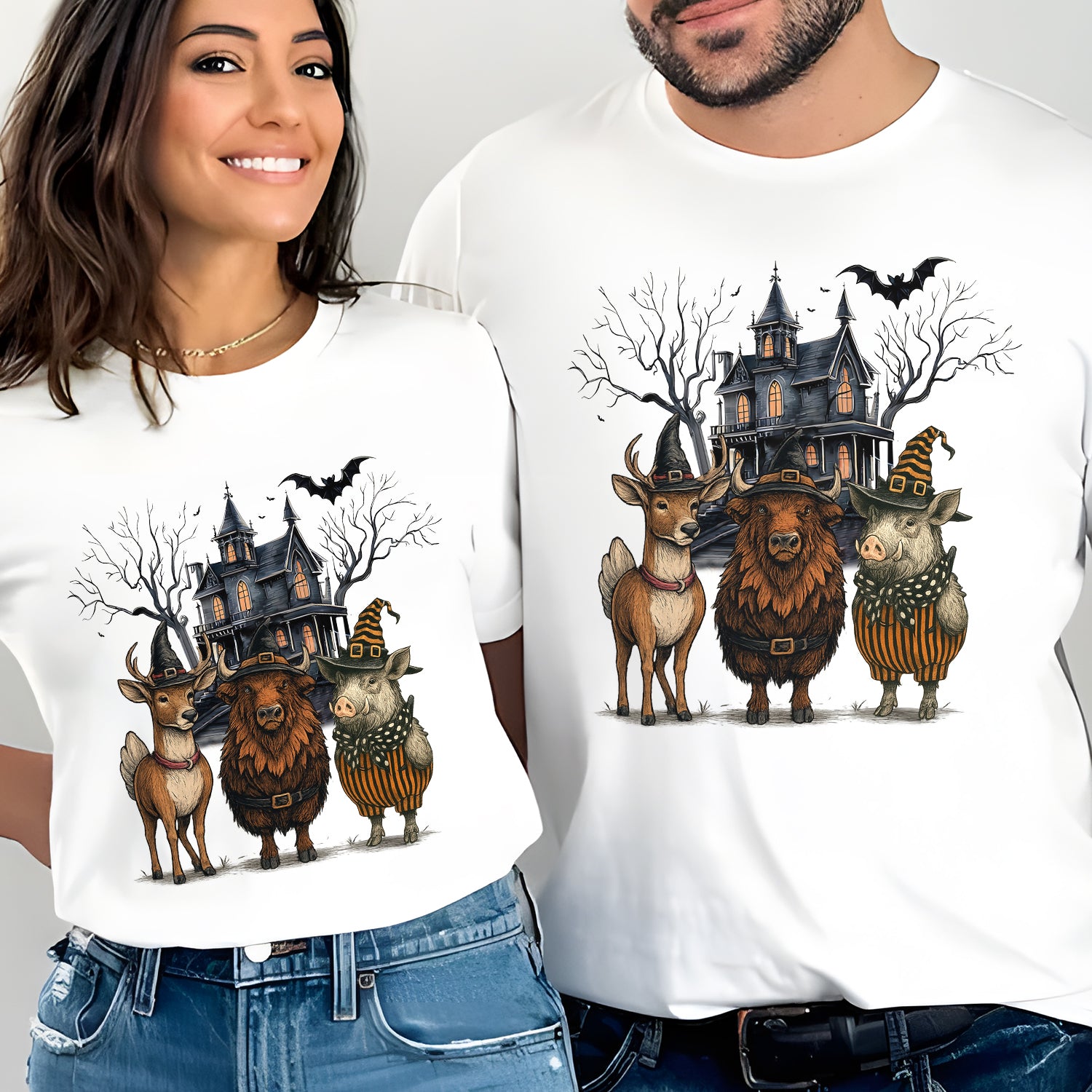 Funny Halloween Farm Animal T-Shirt - Halloween Deer, Cow, Pig Graphic Tee