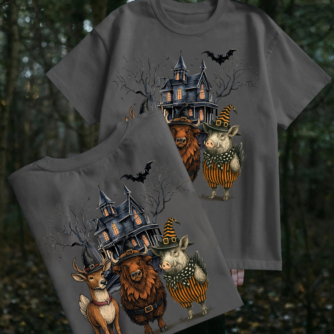 Funny Halloween Farm Animal T-Shirt - Halloween Deer, Cow, Pig Graphic Tee