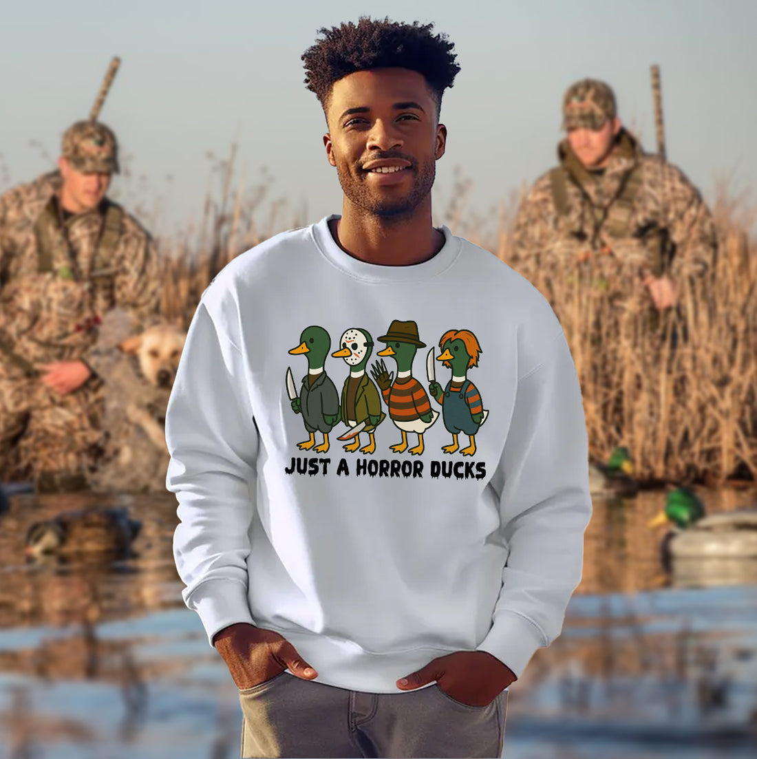 Just A Horror Ducks T-Shirt - Funny Halloween Duck Design for Hunters & Horror