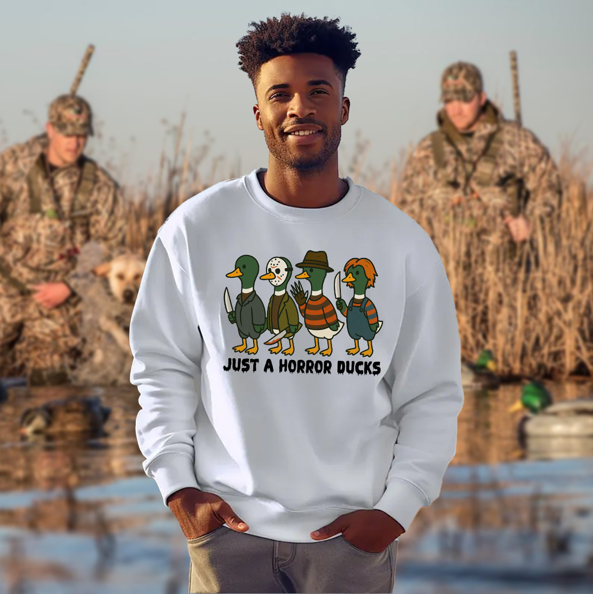Just A Horror Ducks T-Shirt - Funny Halloween Duck Design for Hunters & Horror