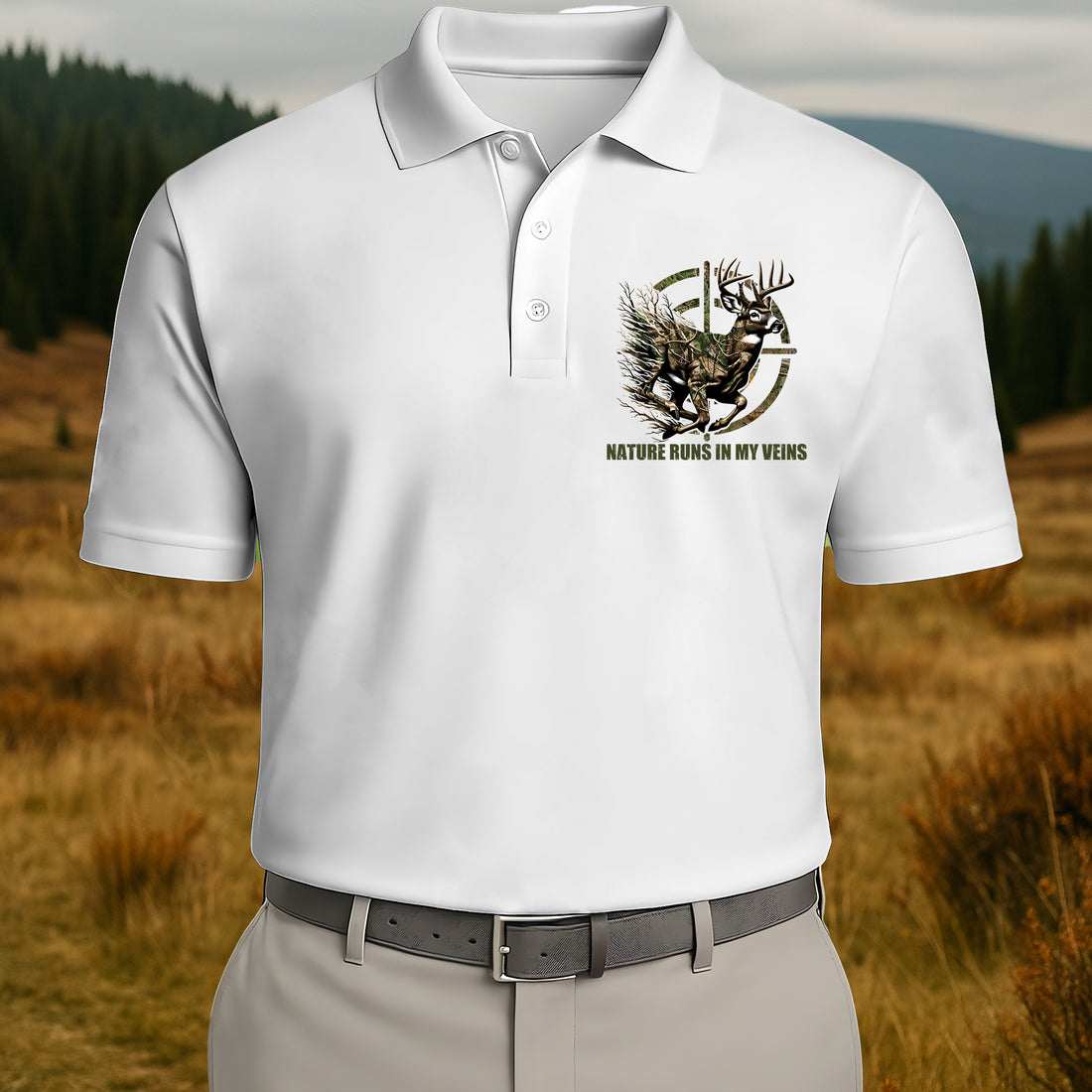 Deer Hunter Shirt – Nature Runs In My Veins Graphic Tee for Men