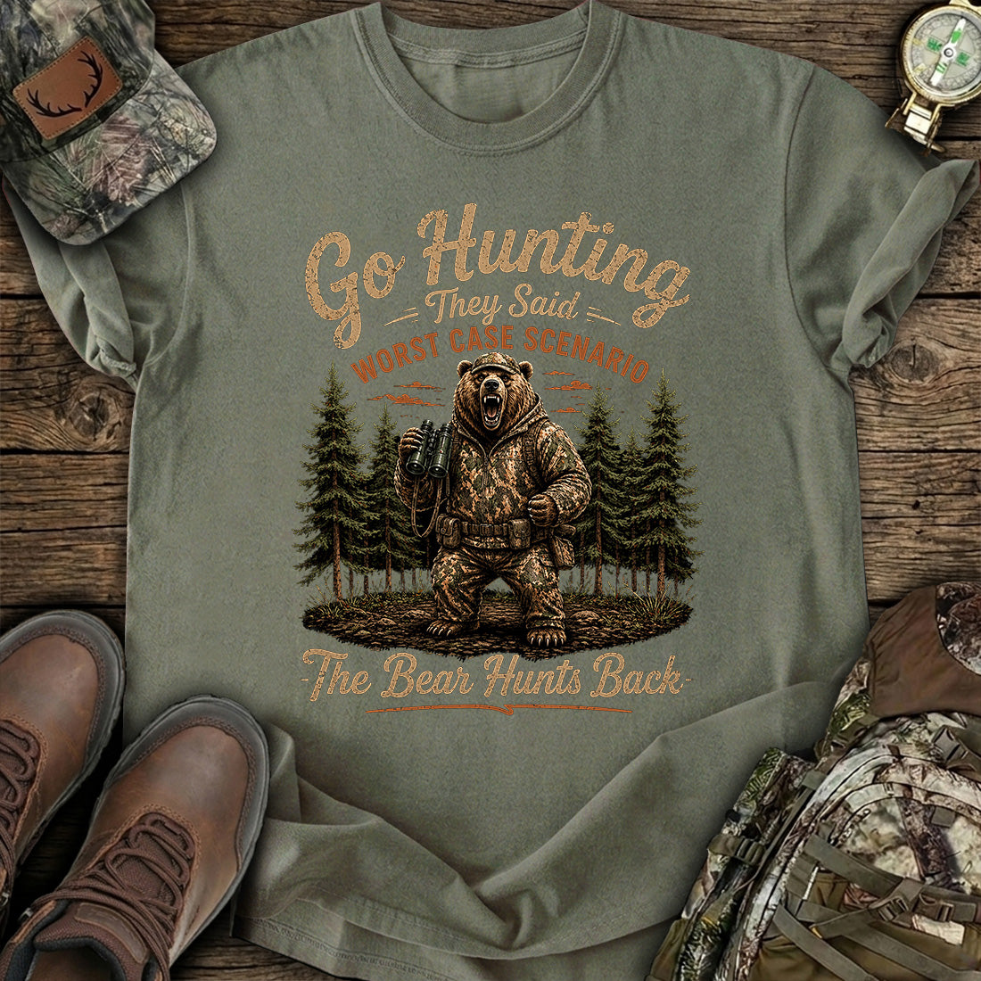 Bear Hunts Back Hunting T-Shirt