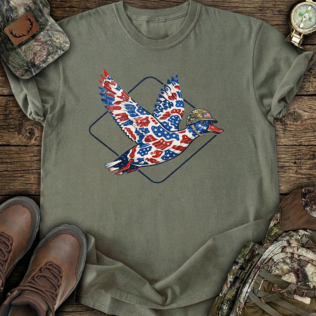 Patriotic Duck Hunting USA T-Shirt
