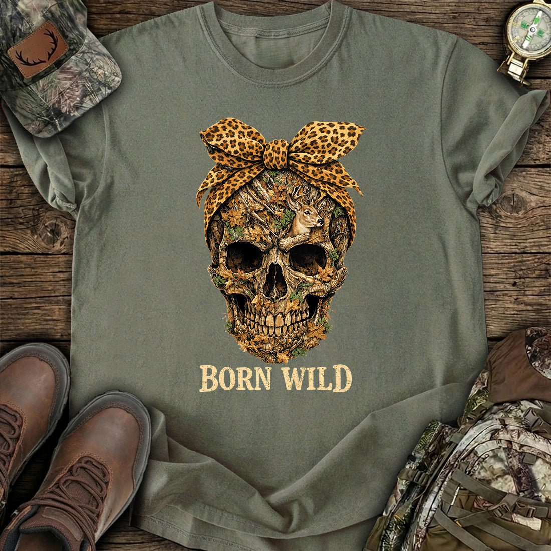 Born Wild Skull Hunting T-Shirt