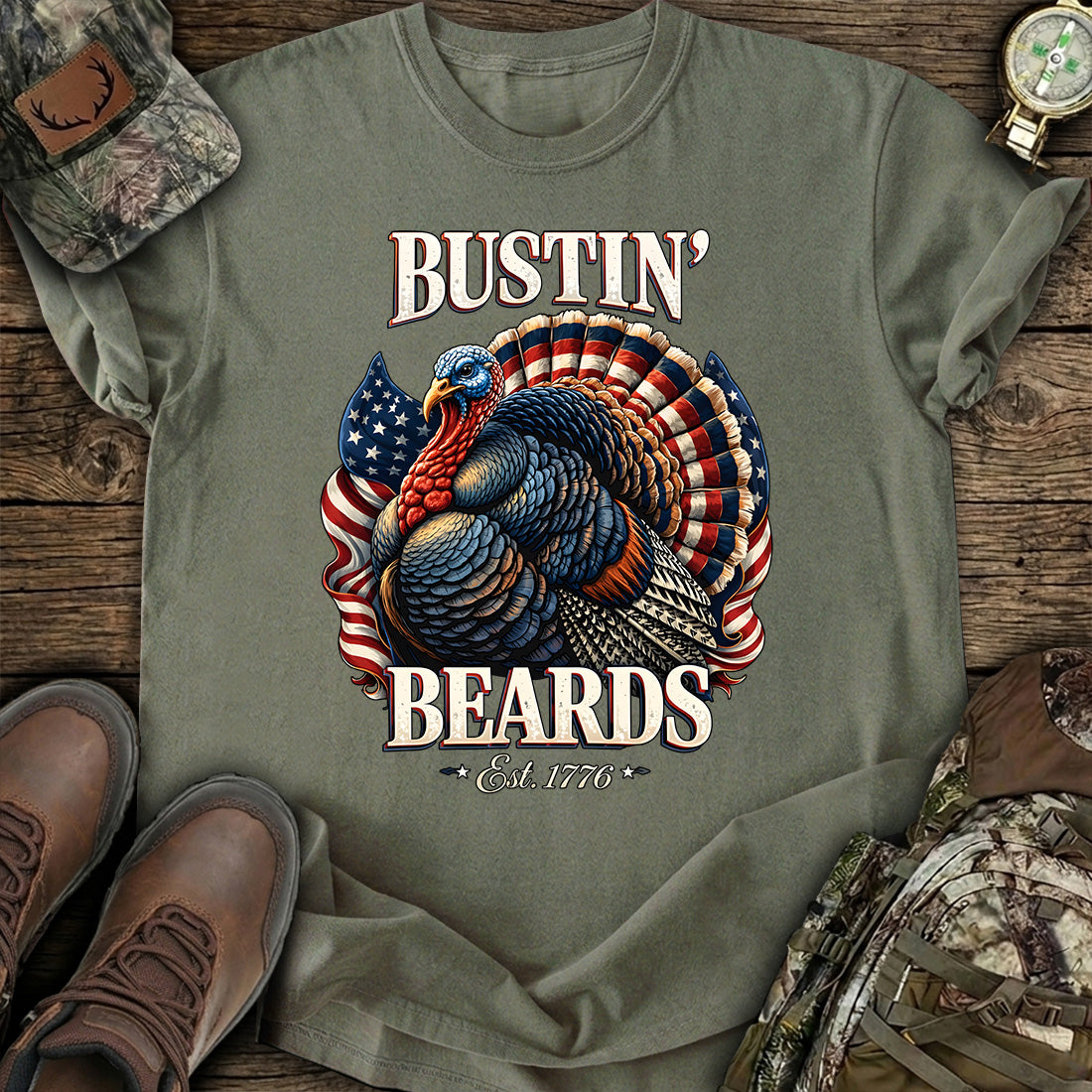 Turkey Hunting Bustin Beards T-Shirt