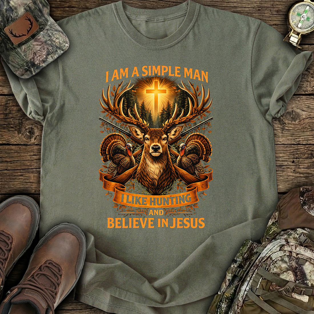 Hunting Jesus Simple Man T-Shirt