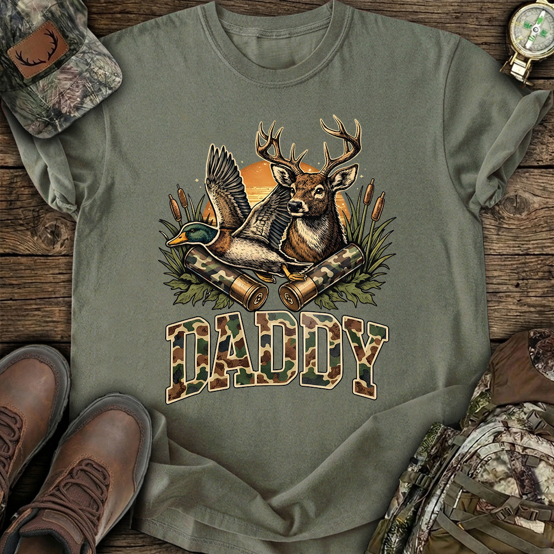 Hunting Daddy Deer Duck T-Shirt