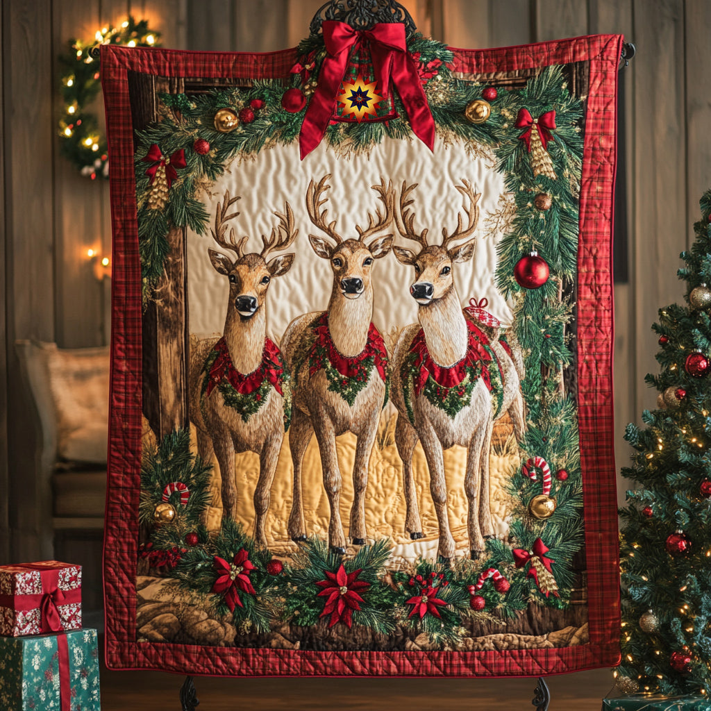 Reindeer Rustic Comfort Quilt Blanket