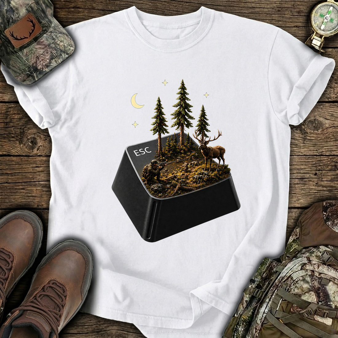 ESC Key Hunting Scene Hunter T-Shirt