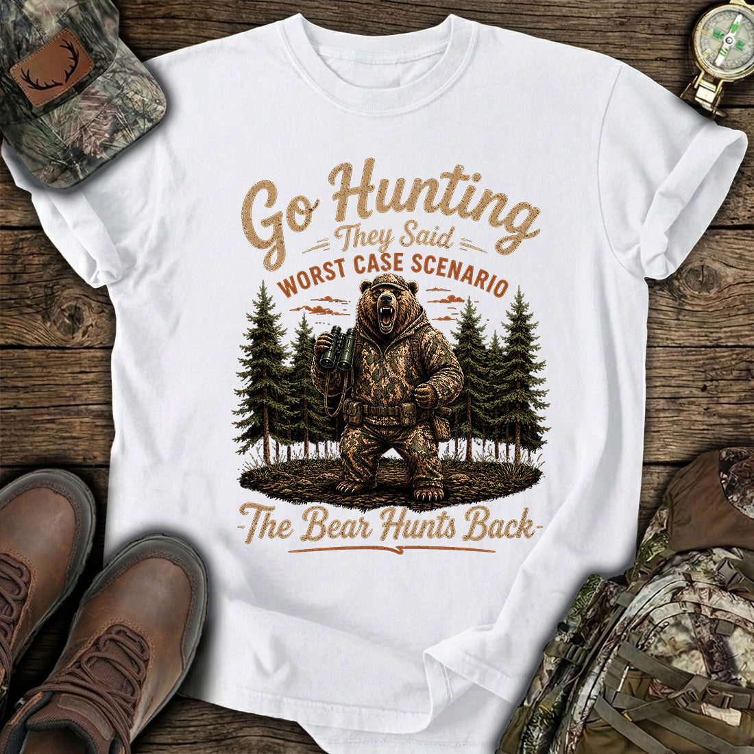 Bear Hunts Back Hunting T-Shirt