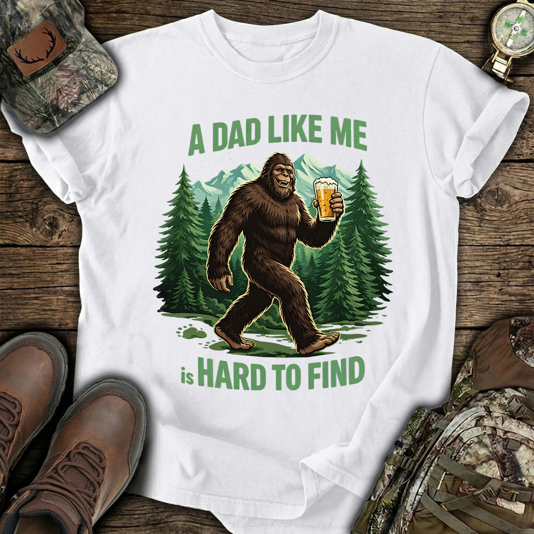 Funny Bigfoot Beer Dad T-Shirt