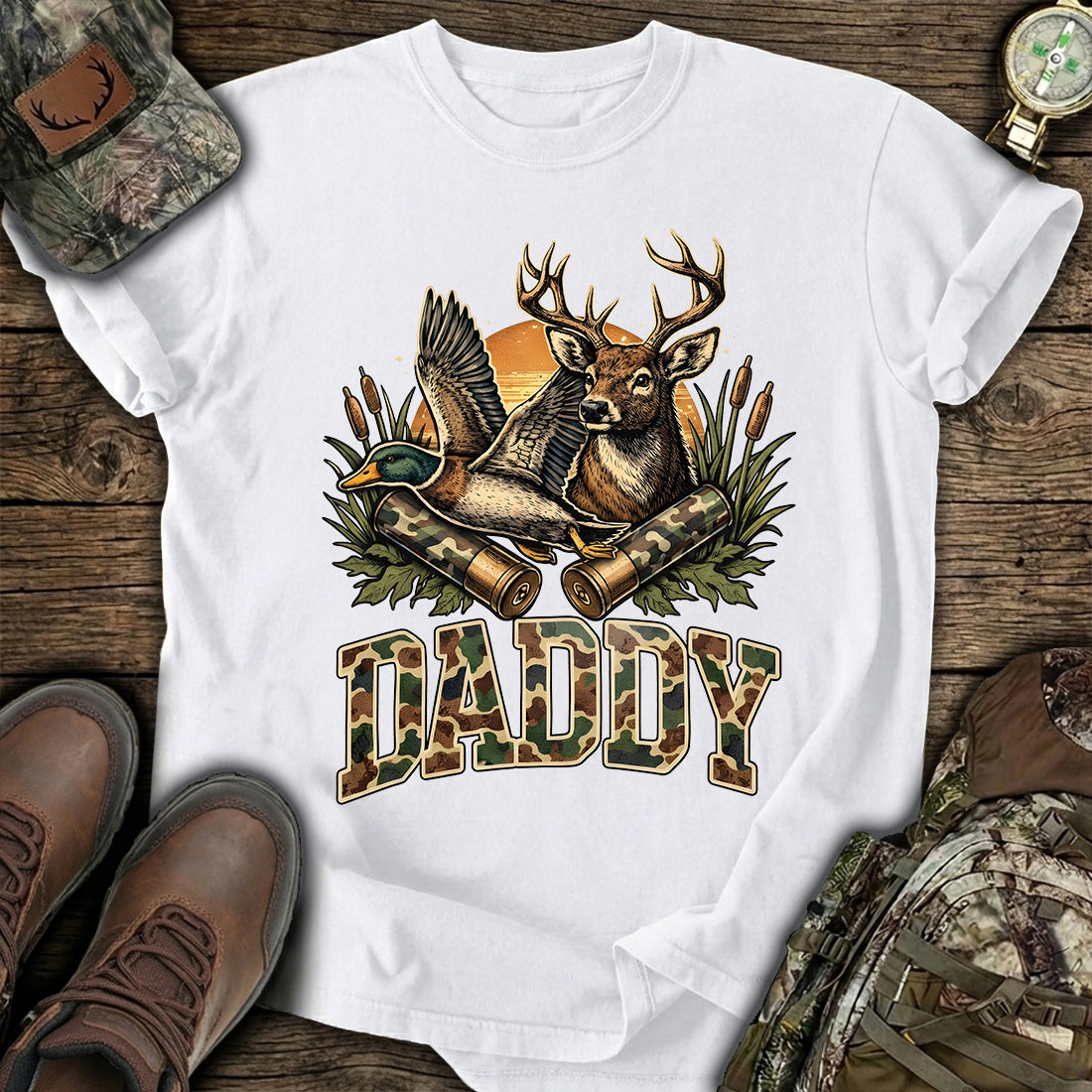 Hunting Daddy Deer Duck T-Shirt
