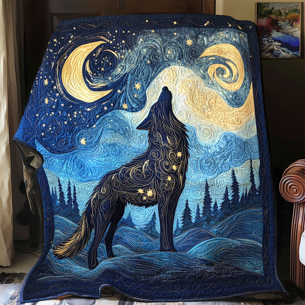 Wolf Night Quilt Blanket